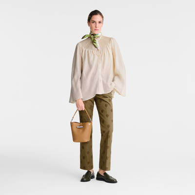 Le Roseau XS Bucket bag , Walnut - Leather