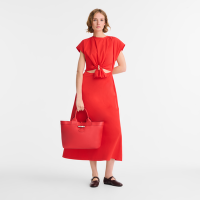 Le Roseau L Tote bag , Red - Leather