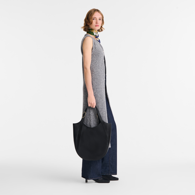 Le Foulonné XL Tote bag , Black - Leather