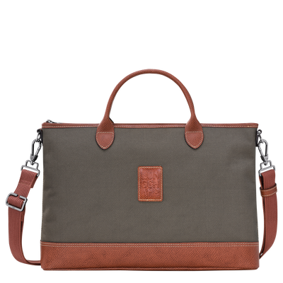 Boxford S Briefcase , Brown - Recycled canvas