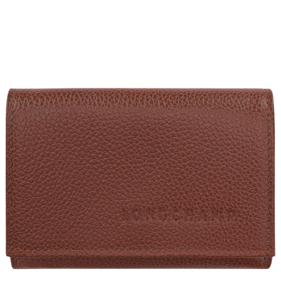 Le Foulonné Compact wallet , Coffee - Leather