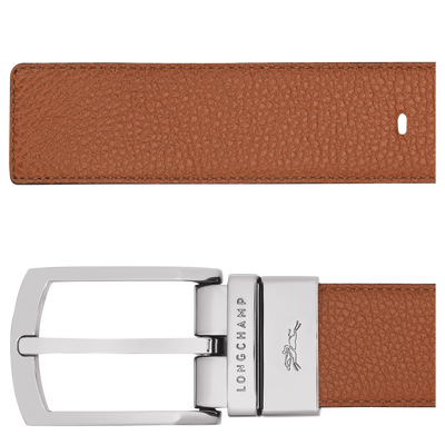 Le Foulonné Men's belt , Caramel/Black - Leather