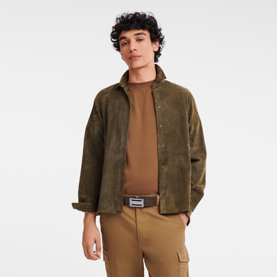 Delta Box Men's belt , Black/Mocha - Leather