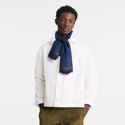 La Médaille Longchamp Shawl , Navy - Cotton blend