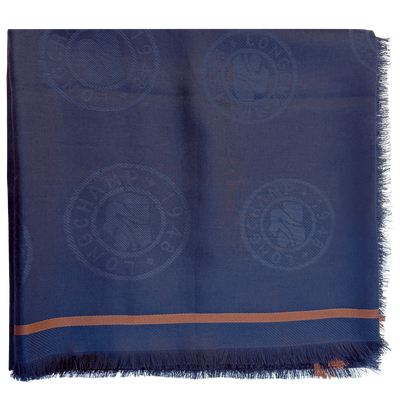 La Médaille Longchamp Shawl , Navy - Cotton blend