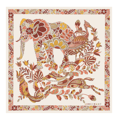 Forêt Longchamp Silk scarf 50 , Honey - Silk