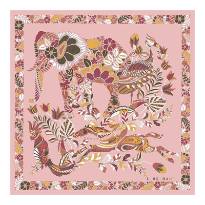 Forêt Longchamp Silk scarf 50 , Pink Tea - Silk
