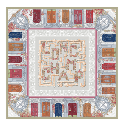 Jardin Parisien Silk scarf 90 , Pebble - Silk