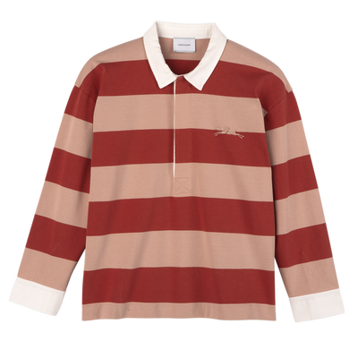 Polo shirt , Cream/Coral - Striped jersey