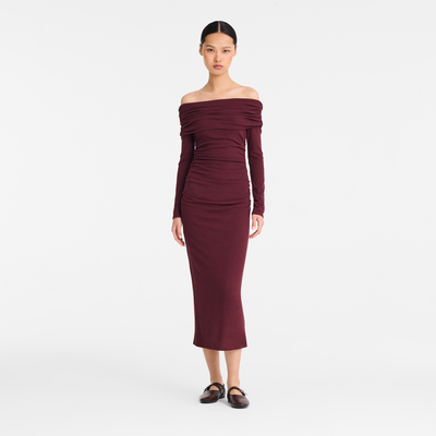 Long dress , Burgundy - Crepe jersey