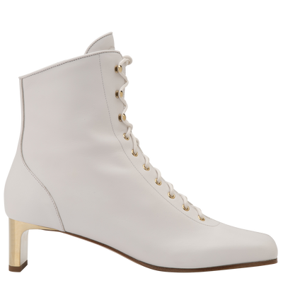 La Patineuse High heel low boots , White - Leather